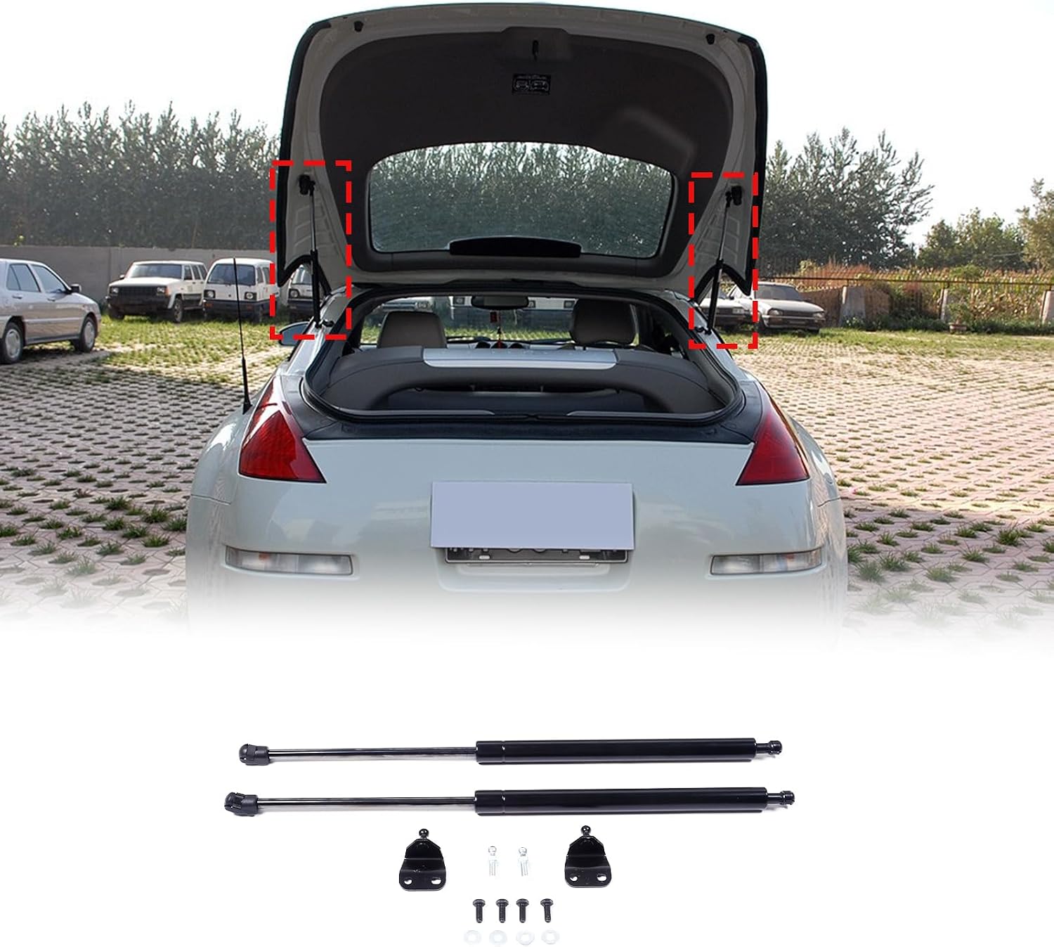 Rear Trunk Door Shock Gas Lift Strut Compatible with Nissan 350Z 2003-2008 Carbon Steel 2PCS,Car Tailgate Damper Lift Supports Interior Accessories