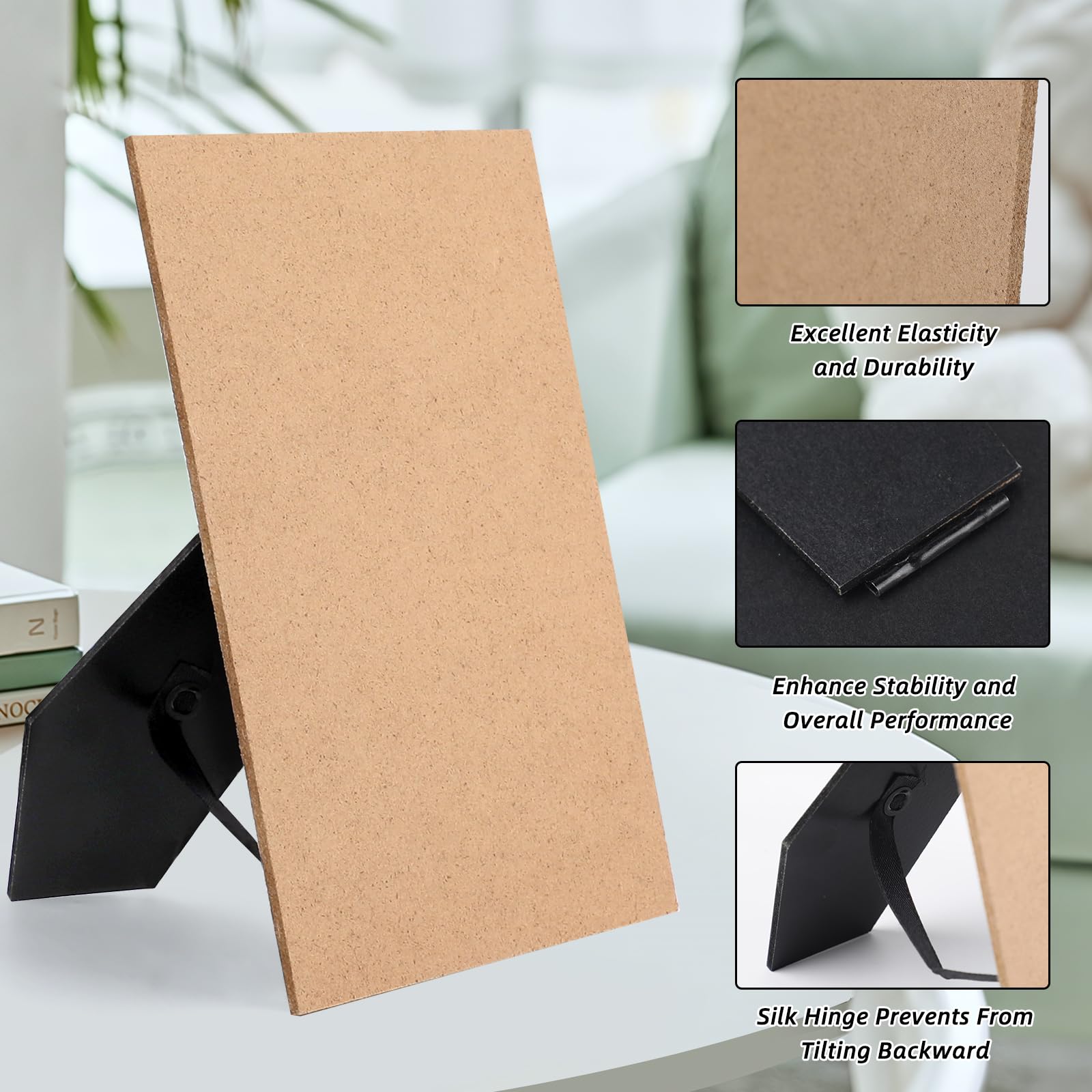 5 Stück Ersatz-Rückwand für Bilderrahmen 5 x 7 Zoll, Schwarz, mit Aufsteller und Scharnieraufhängung, Fotorahmen Rückwand Ersatz für DIY Fotoalben, Kunstbilder, Ideal für Tisch- oder Wanddisplay