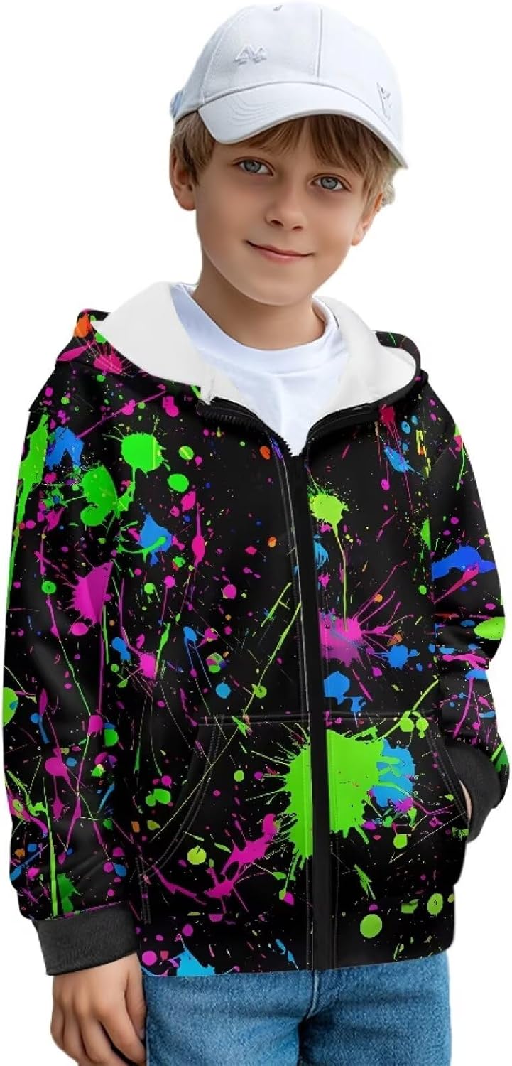 Kids Zipper Hoodies Boys Girls Casual Zip Up Pullover Sweatshirt with Pockets Winter Long Sleeve Active Wear Hooded