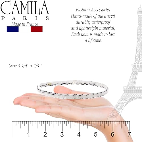 Miniatura 4 de Camila Paris CP3471 - Diadema francesa para mujer, hecha a mano en blanco y gris, banda de agarre fuerte para mujer, ligera y muy flexible,