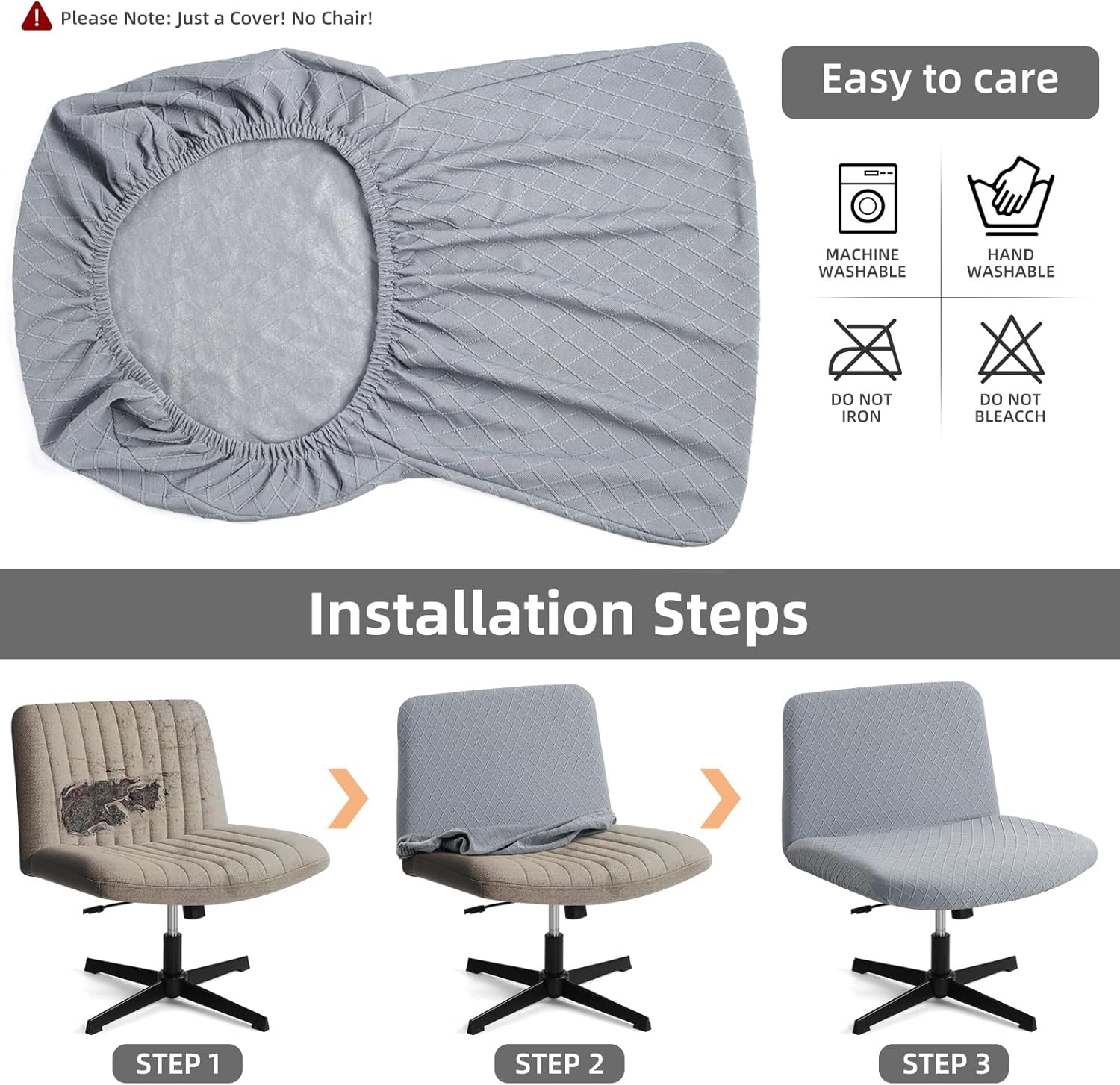 YISUN Waterproof Cover Products Bundle, 2 Pack Stool Covers Rectangle, Criss Cross Chair Slipcover (Argyle-Light Grey)