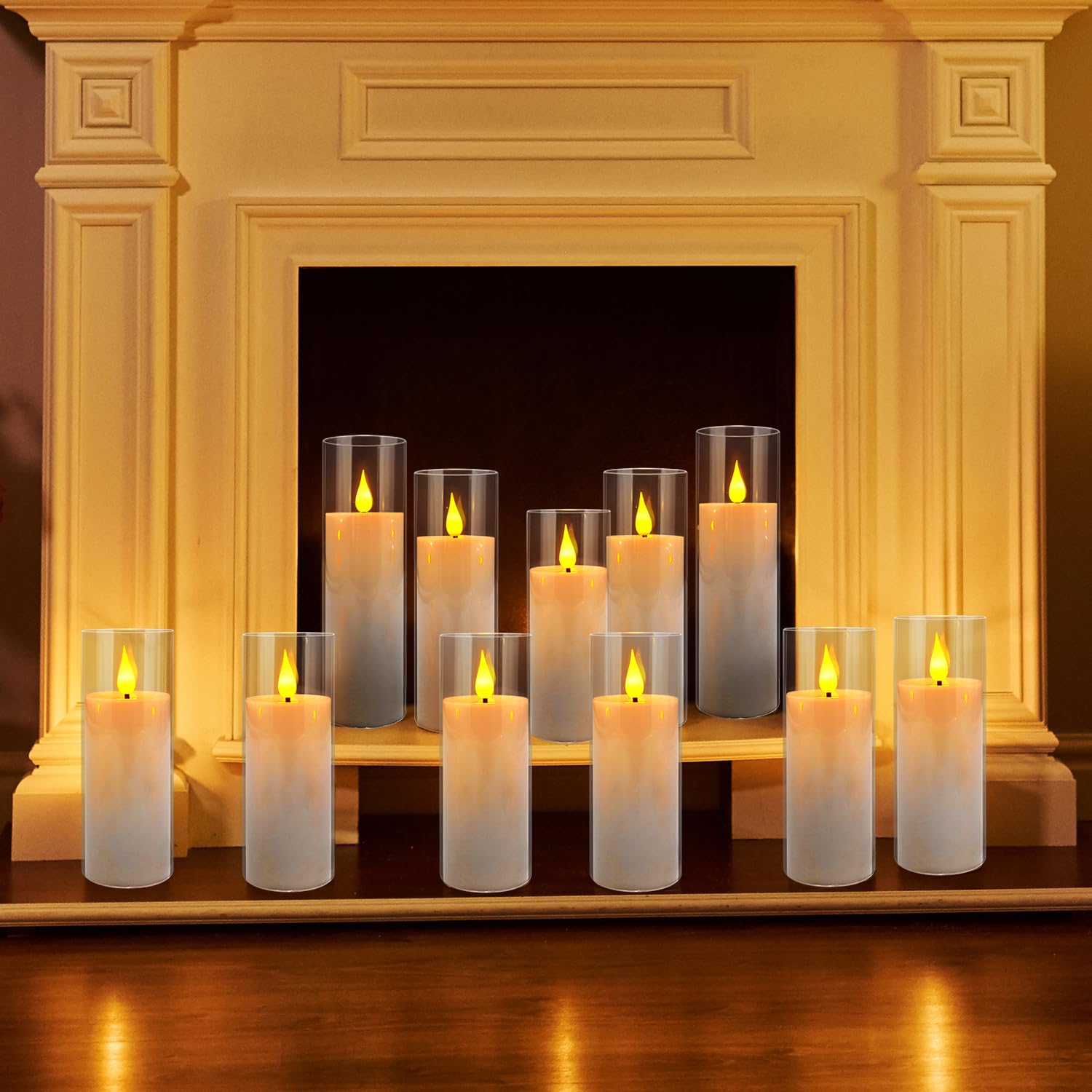 24 velas LED acrílicas sin llama con 4 mandos a distancia, blanco, parpadeante, transparente, adecuadas para bodas, fiestas, decoración del hogar y al aire libre.