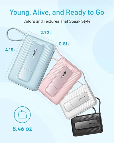 Miniatura 2 de Anker Zolo - Banco de energía magnético, cargador portátil inalámbrico de 10,000 mAh con carga rápida máxima de 30 W, paquete de batería con cable