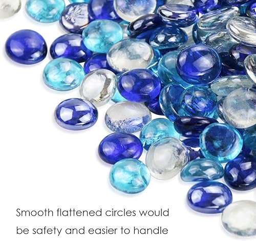 Miniatura 3 de Hisencn Rocas de vidrio de fuego mezclado de 12 pulgada de azul cobalto, azul caribe, cristal platino reflectante y brillo de hielo cristalino para