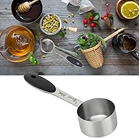 Vista 4 de Cuchara de café de 18 taza de 1.0 fl oz, taza medidora de café de acero inoxidable, cucharada de medición con mango cómodo, para café en grano