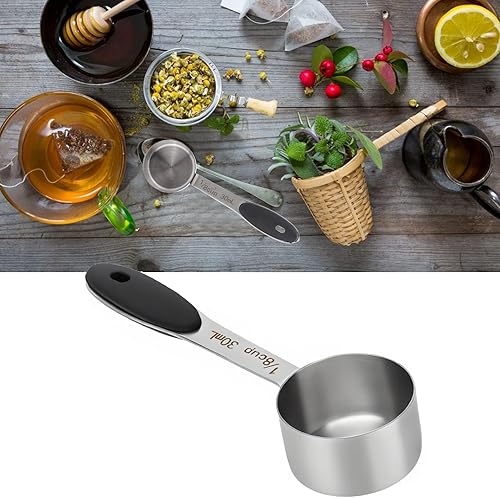 Miniatura 4 de Cuchara de café de 18 taza de 1.0 fl oz, taza medidora de café de acero inoxidable, cucharada de medición con mango cómodo, para café en grano,