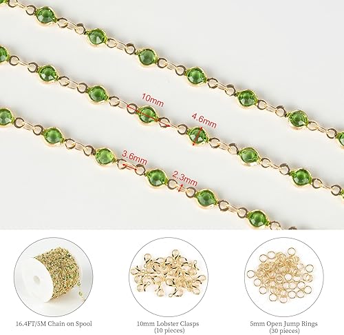 Miniatura 23 de KYUNHOO 16.4 Feet Gold Plated Chain for Jewelry Making Black Rhinestone Bead Chain with Jump Rings and Lobster Clasps Jewelry Craft DIY Decoration