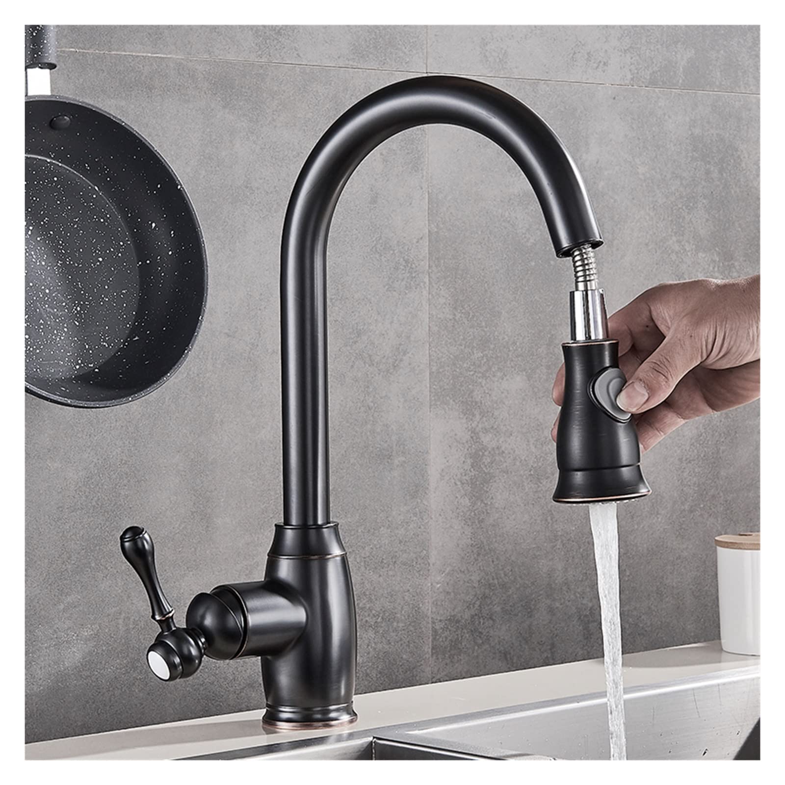 Robinet de cuisine extractible avec douchette double jet ergonomique