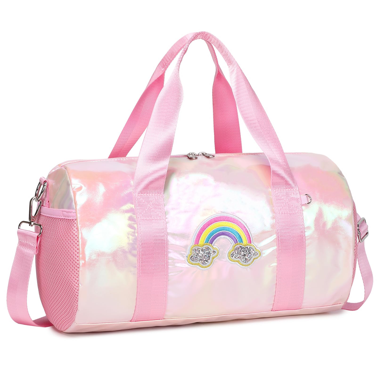 Laser Sporttasche Kinder Mädchen Tanztasche für Ballet Kleine Schultasche Schultertaschen Gymnastiktasche Kinderreisetasche mit Wasserdichter Tasche