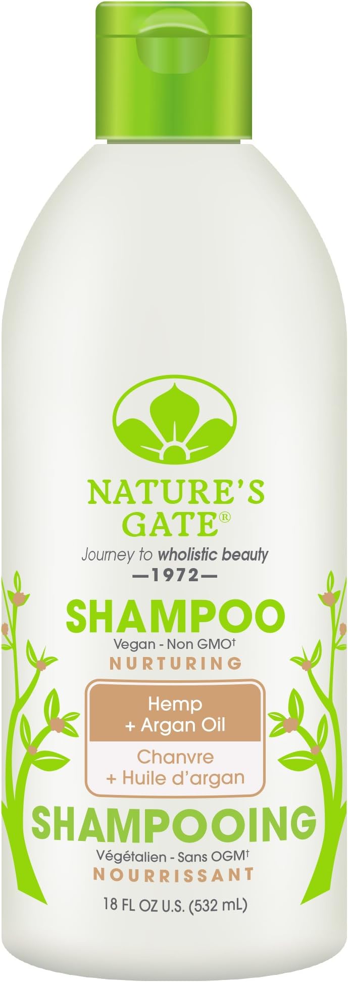 Nature's Gate Hemp Nourishing Shampoo for Dry or Frizzy Hair, 18 Ounce (Pack of 4)