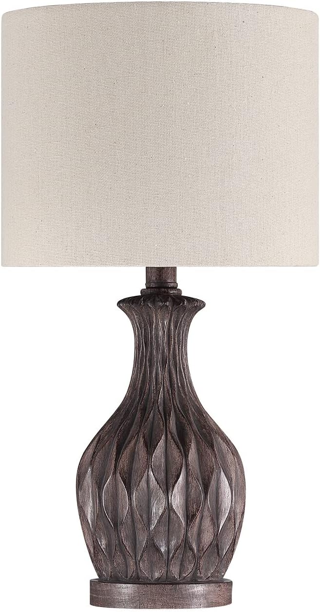 Craftmade Accent Table Lamp 1 Light Carved Painted Brown Base with Shade, Indoor, 86265