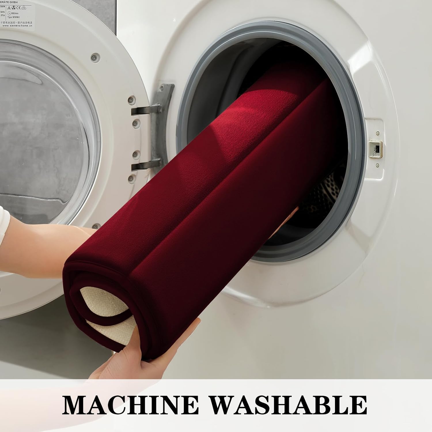 BYSURE Burgundy Memory Foam Bathroom Rug Set 3 Piece, Non Slip Extra Soft Absorbent Machine Washable Toilet Bath Toilet Mat (17"x24"+20"x32"+U Shape 20"x24") - Image 9