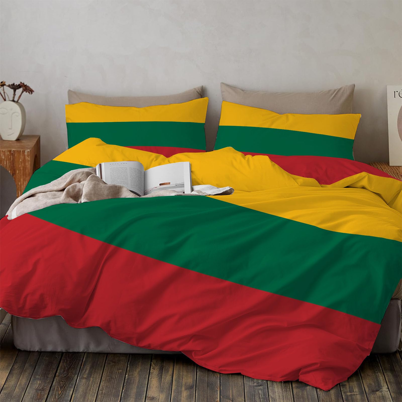 Housse de couette Lituanie 200x200cm parure de lit nationale réversible imprimée avec taie d'oreiller