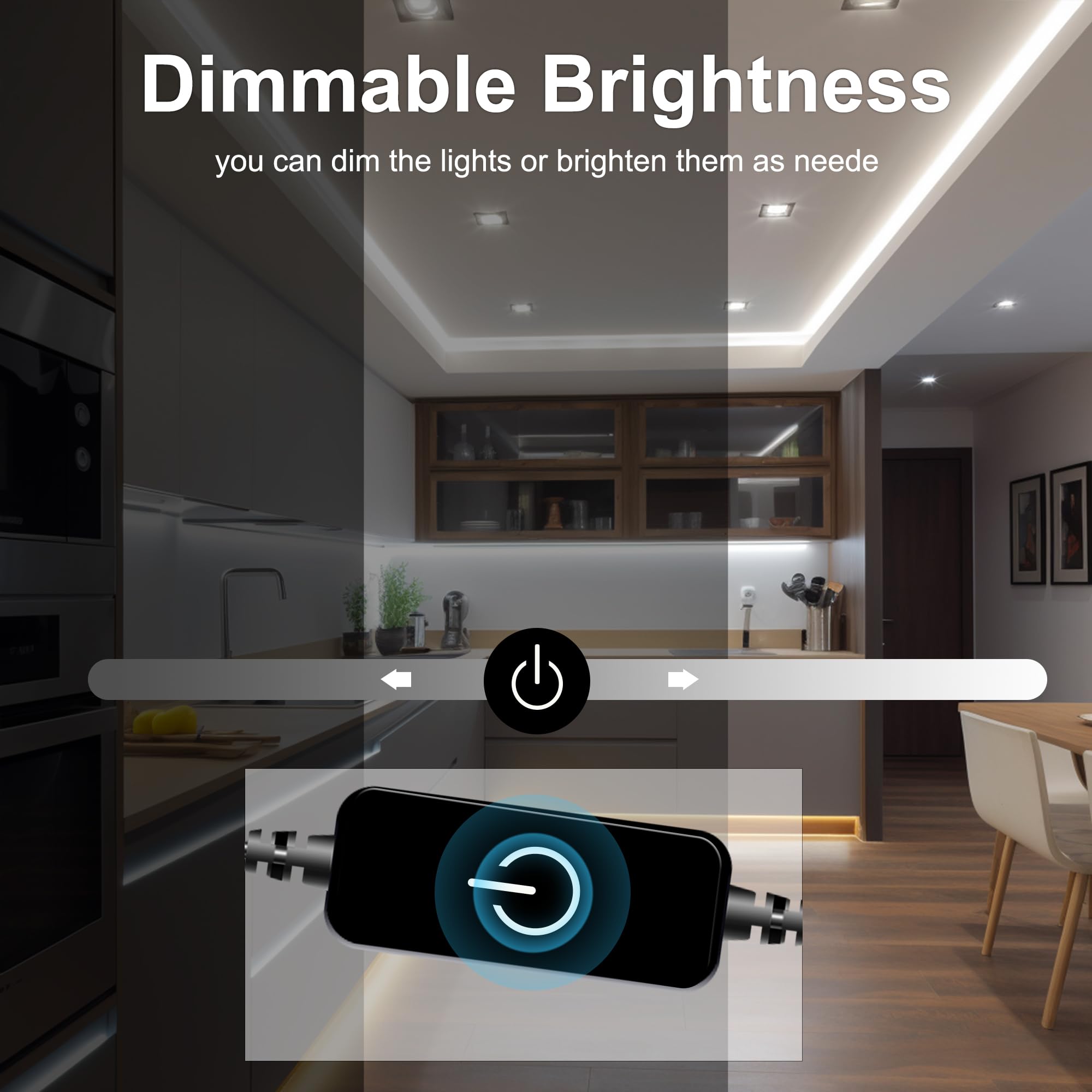 Pandery, Striscia LED COB, CRI90+, striscia LED dimmerabile touch da 5 m, striscia bianca 6000 K, 1600 LED, 24 V, striscia LED per camera da letto, TV, cucina, armadio