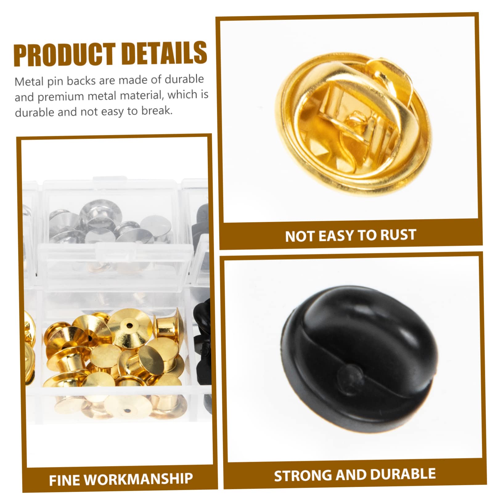 jojofuny 3 Sätze Teiliges Set Dekorative Pin Backs Metall Sichere Verschlüsse Für Anstecknadeln Kragen Pins Und Diy Projekte Langlebig Und Leicht Für Broschen Und Abzeichen 84 Stück * 3