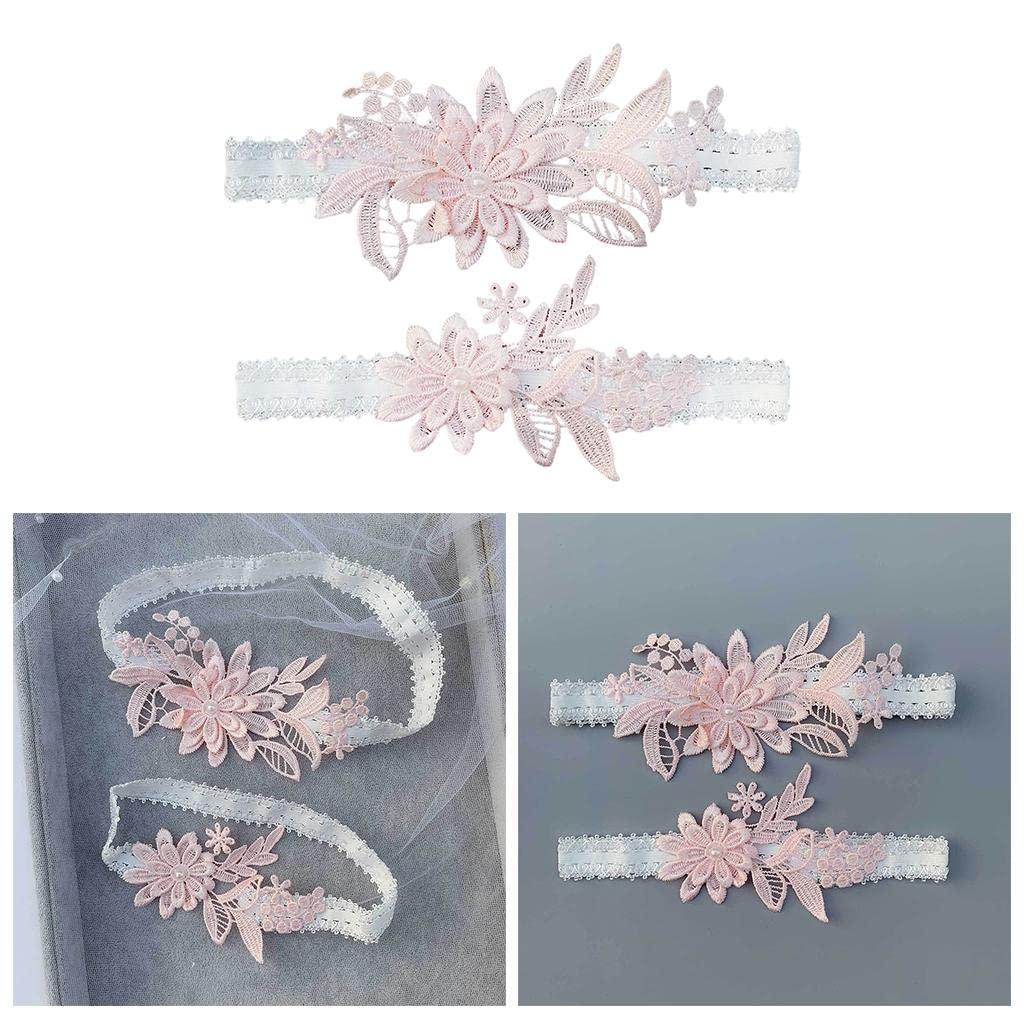 10 set 2 set di giarrettiere da sposa in pizzo giarrettiera per sposa danza set rosa, 40-60 cm