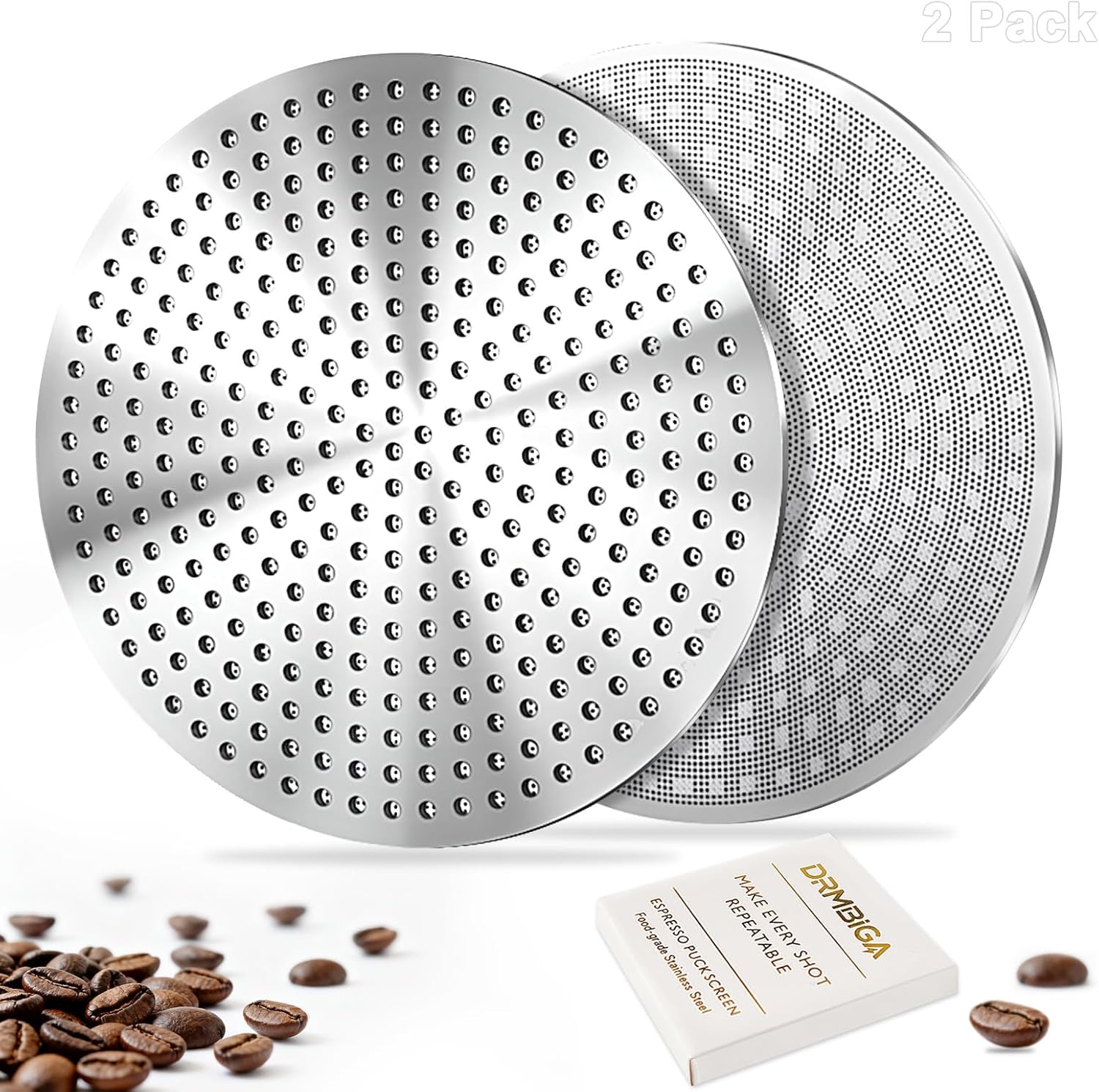 58.3mm Espresso Puck Screen 2 Pack – Professional Premium 3rd Gen Dual-Layer Flow Control Coffee Filter, Precision-Engineered Stainless Steel Portafilter Screen for Perfect 58mm Basket Fit