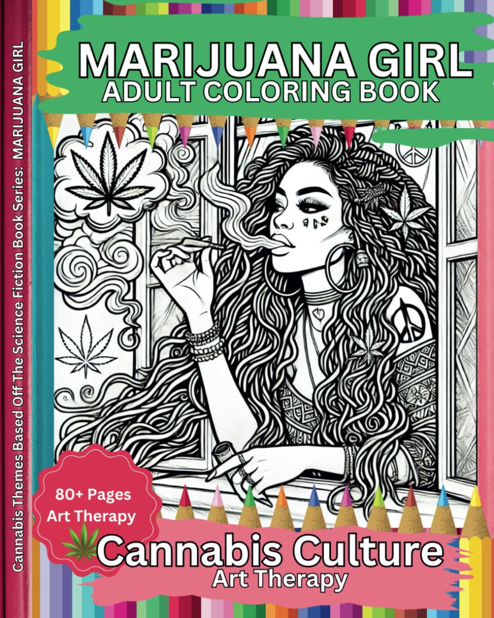 Livre de coloriage pour adulte Marijuana Girl grand format broché