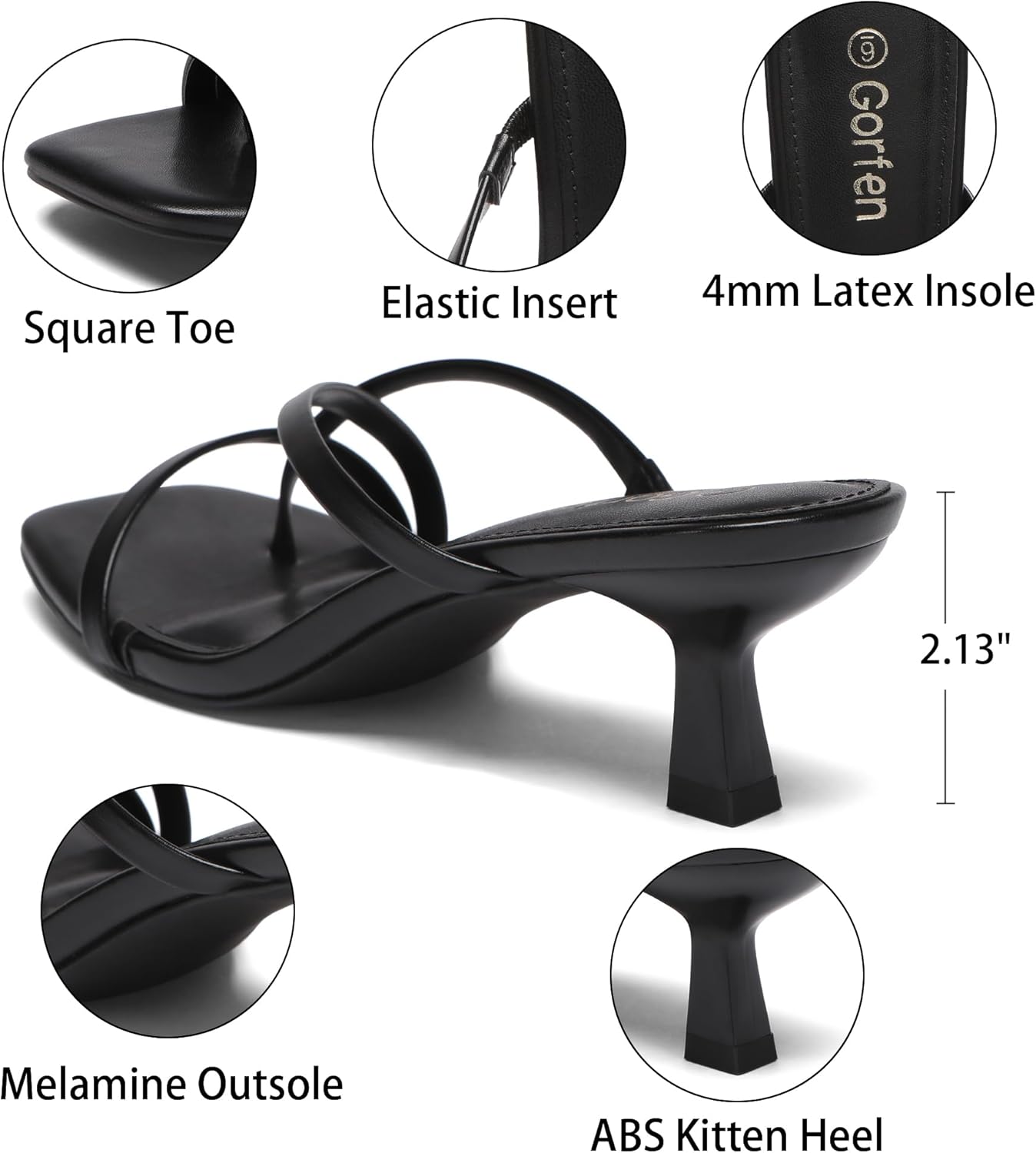 Women's Kitten Heel Sandals Square Toe Strapy Flip Flop Heels Thong Heeled Sandals ... - Image 6