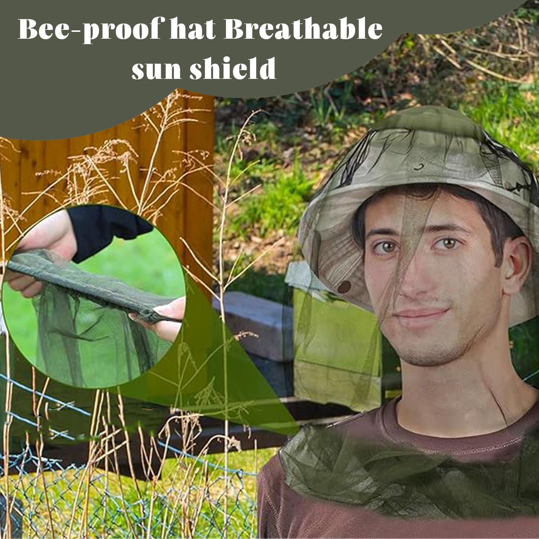 2 Pezzi Cappello Antizanzare Cappello con Zanzariera Cappello con Zanzariera Rete per la Testa Zanzariera per il Viso Cappello Antimalvagio Protezione per il Viso