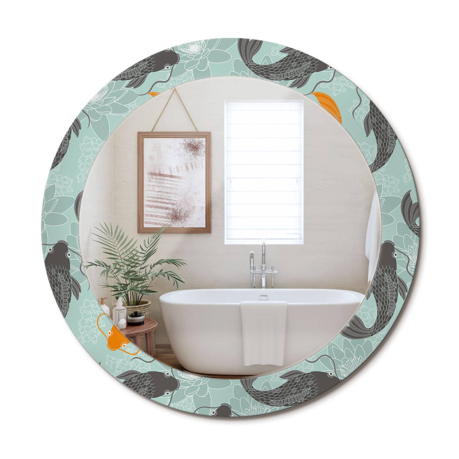 Miroir rond cadre graphique fi70 tendance miroir moderne salon chambre