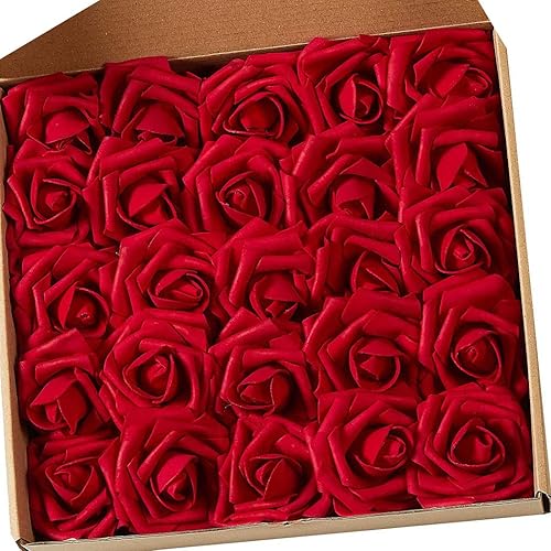 Kobier Flor artificial, 25 piezas de flores falsas de tacto real para el día de la madre, ramos de bricolaje, bodas, fiestas de bebé, decoración del