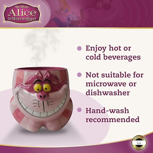 Miniatura 5 de Silver Buffalo - Taza de cerámica esculpida en 3D de 20 onzas, con diseño de Alicia en el país de las maravillas de Disney