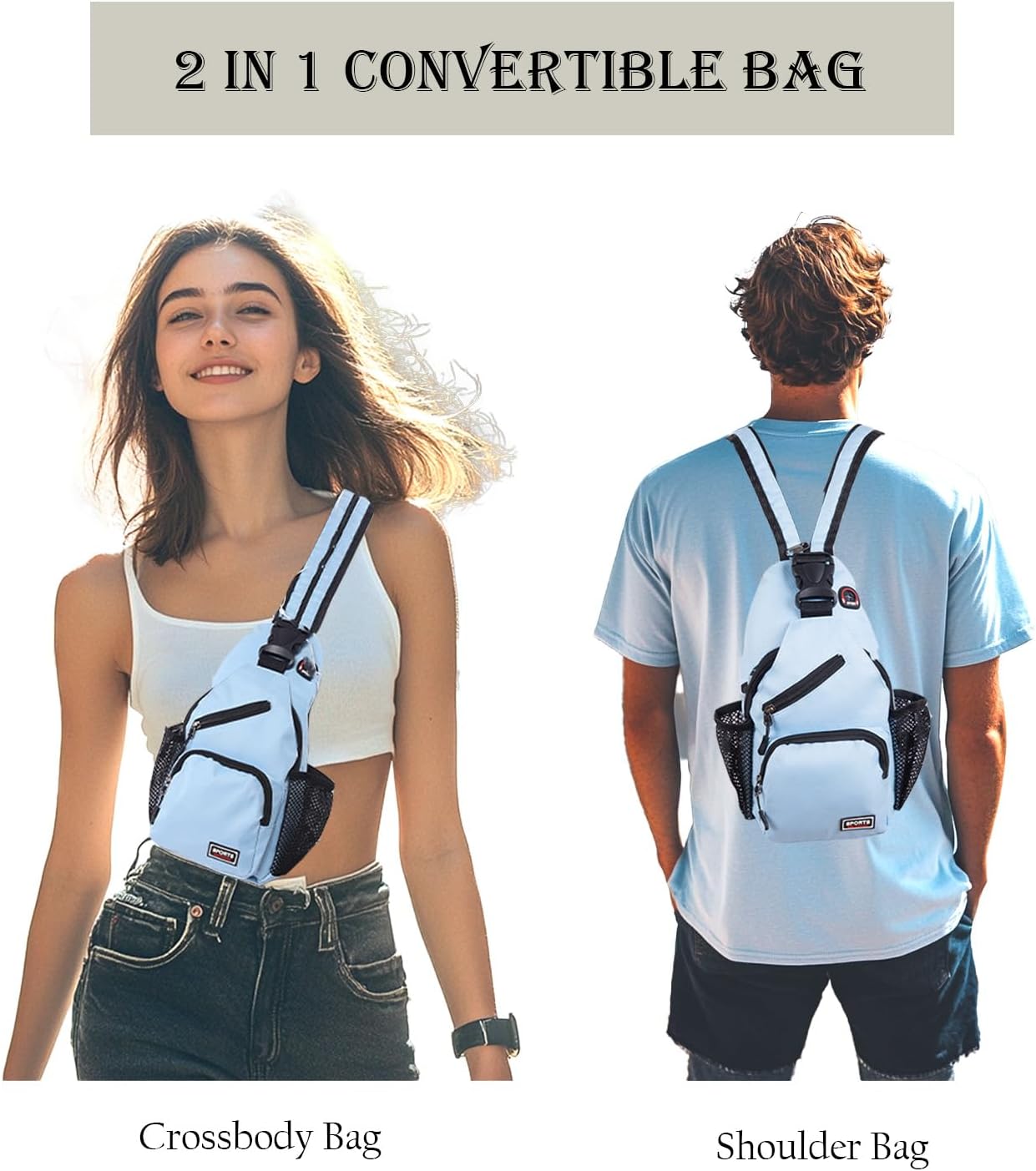 JENAGREEN Cross Body Bag Sling Backpack Bag,Crossbody Bag Chest Bag Casual Daypacks with Belt Waist Pack for Women Man - Image 5