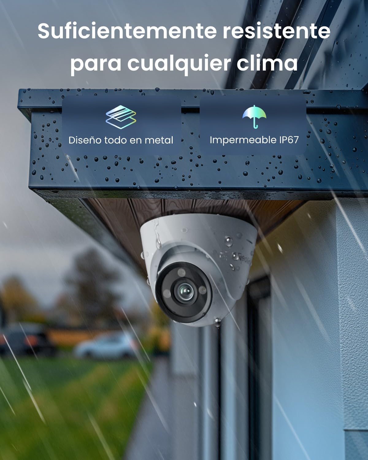Reolink cámara PoE 4K UHD, Auténtica Visión Nocturna en ColorX, HDR, CX820 | Apertura F1.0, Sensor de Imagen 1/1.8'', Detección de Persona/Vehículo/Animal, Alarma con Foco y Sirena y diálogo de 2 vías
