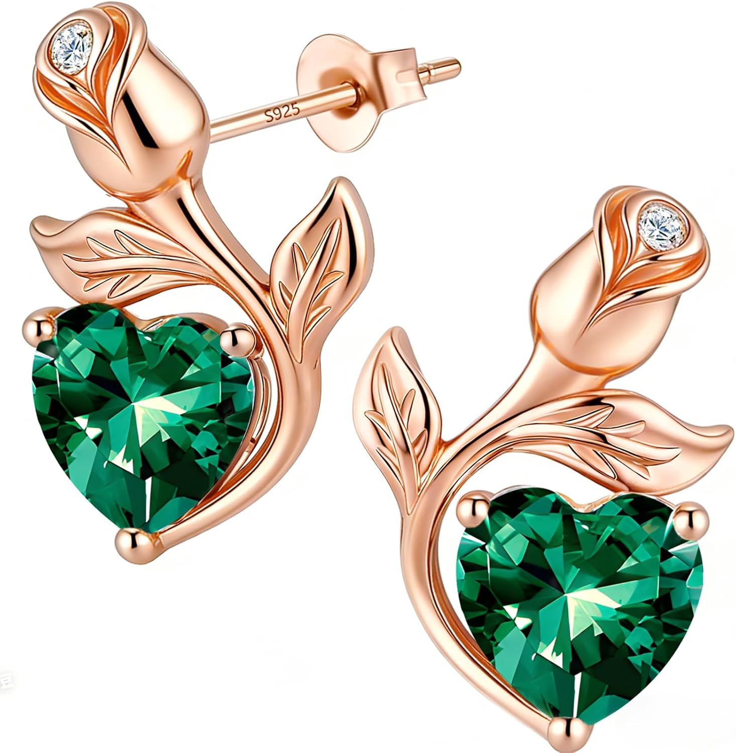 0.8CT Rose Heart Earrings Option of Sapphire Moissanite&More Stud Earrings Lab-Grow...