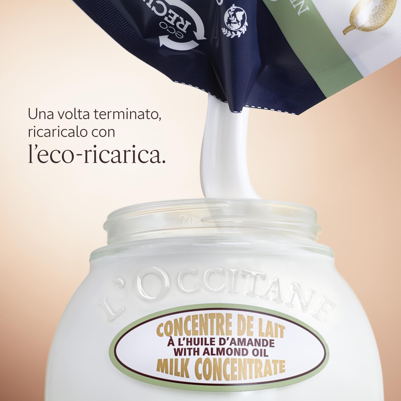 L'OCCITANE - Ricarica Concentrato Latte Corpo Mandorla (Amande) - 200 ml - Lenitivo e rassodante - Prodotto in Francia