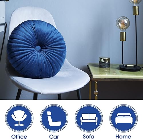 Miniatura 5 de Almohada redonda de 13.8 pulgadas, almohada decorativa redonda de terciopelo para el suelo, cojín de calabaza pequeña para sala de estar, sofá cama