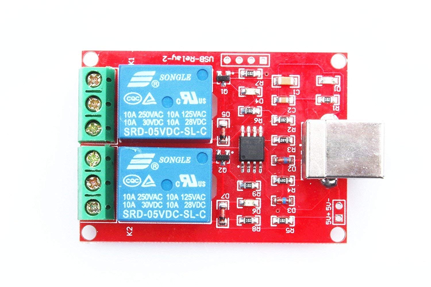 ARCELI SRD-05VDC-SL-C 2-Way 5V Modulo relè Driver gratuito USB Control Switch PC Controllo intelligente