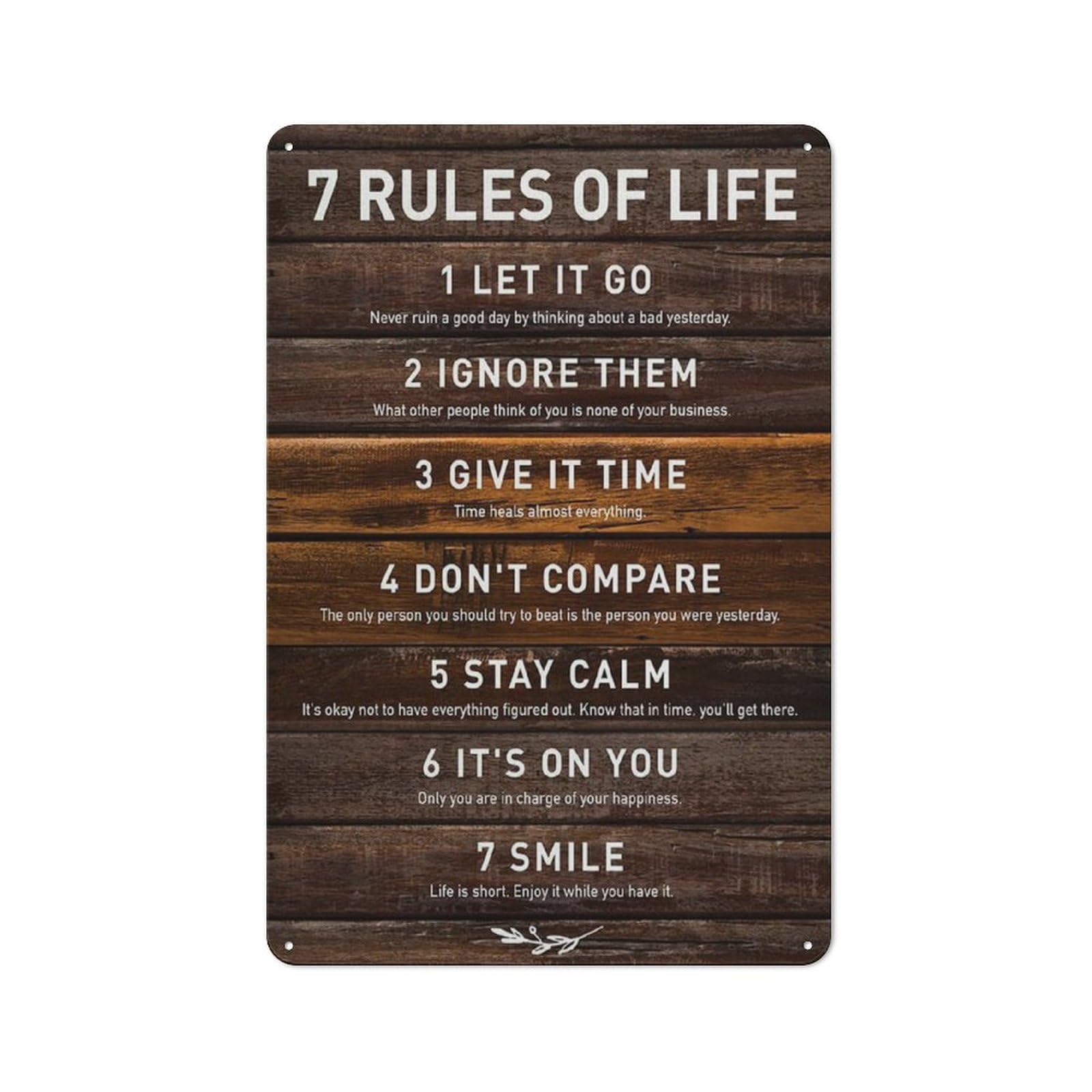 Jaesxxco Tin Sign21 Metal Posters Metal Signs Inspirational Life Quote Vintage Tin Signs 7 Rule Of Life Print Positive Painting Wall Decor Motivational Gift 5.5X8 Inch