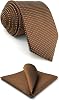 S&W SHLAX&WING Men's Necktie Brown Copper Formal Neck Tie Set with White Dots