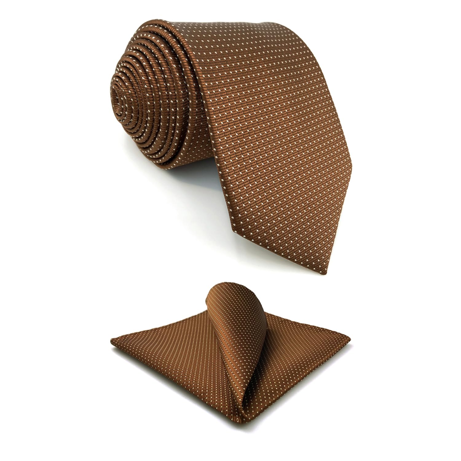 S&W SHLAX&WING Corbatas para Hombre Conjunto de Corbata Formal de Cobre Marrón con Puntos Blancos