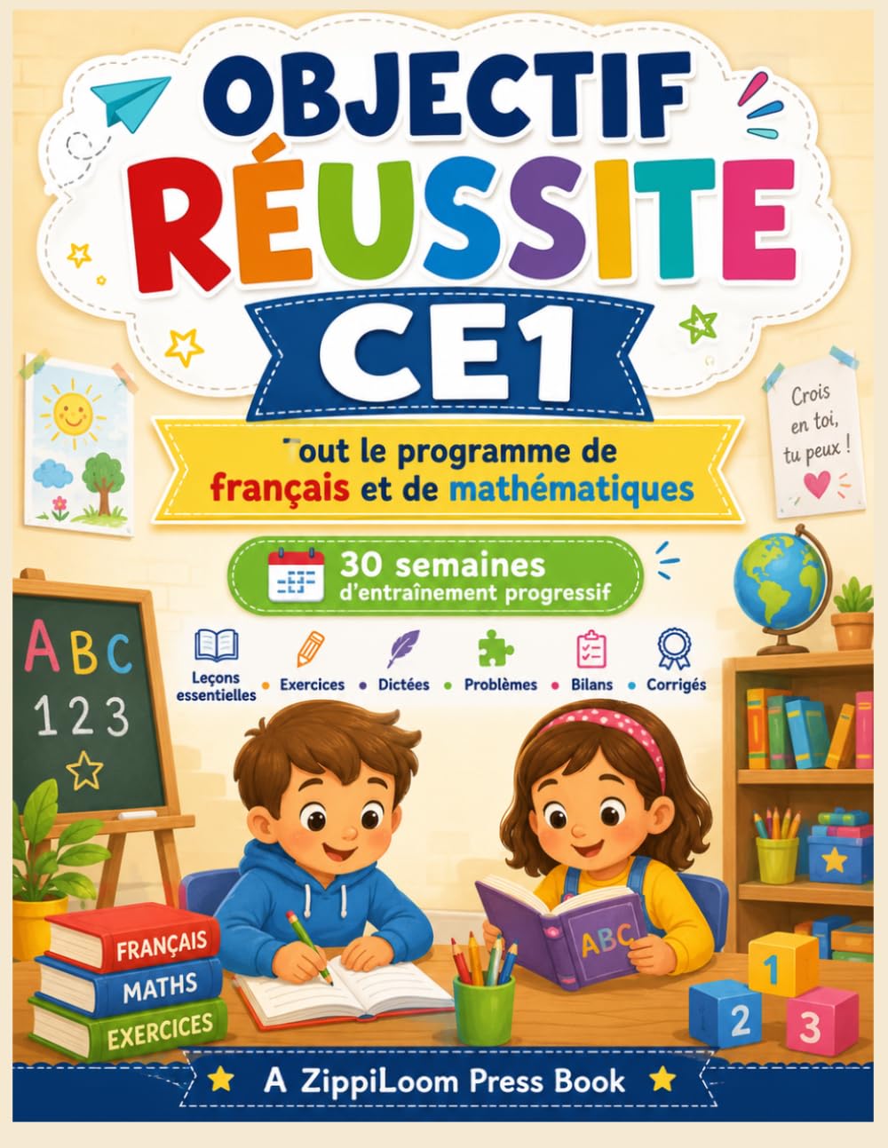 Objectif Réussite CE1: Tout le programme de français et de mathématiques – 30 semaines d’entraînement progressif avec exercices, dictées, problèmes, bilans et corrigés