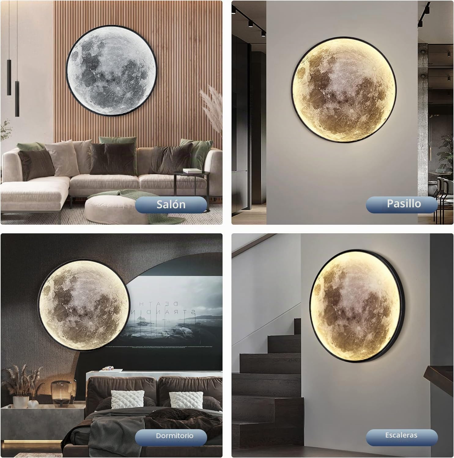 Aplique de pared Luna, Interior LED Lámpara de Pared Moderna Lampara de salón, Aplique de pared con interruptor y enchufe, LED Lámpara de Pared Mando a Distancia Regulable, Lámpara de Luna Apliques