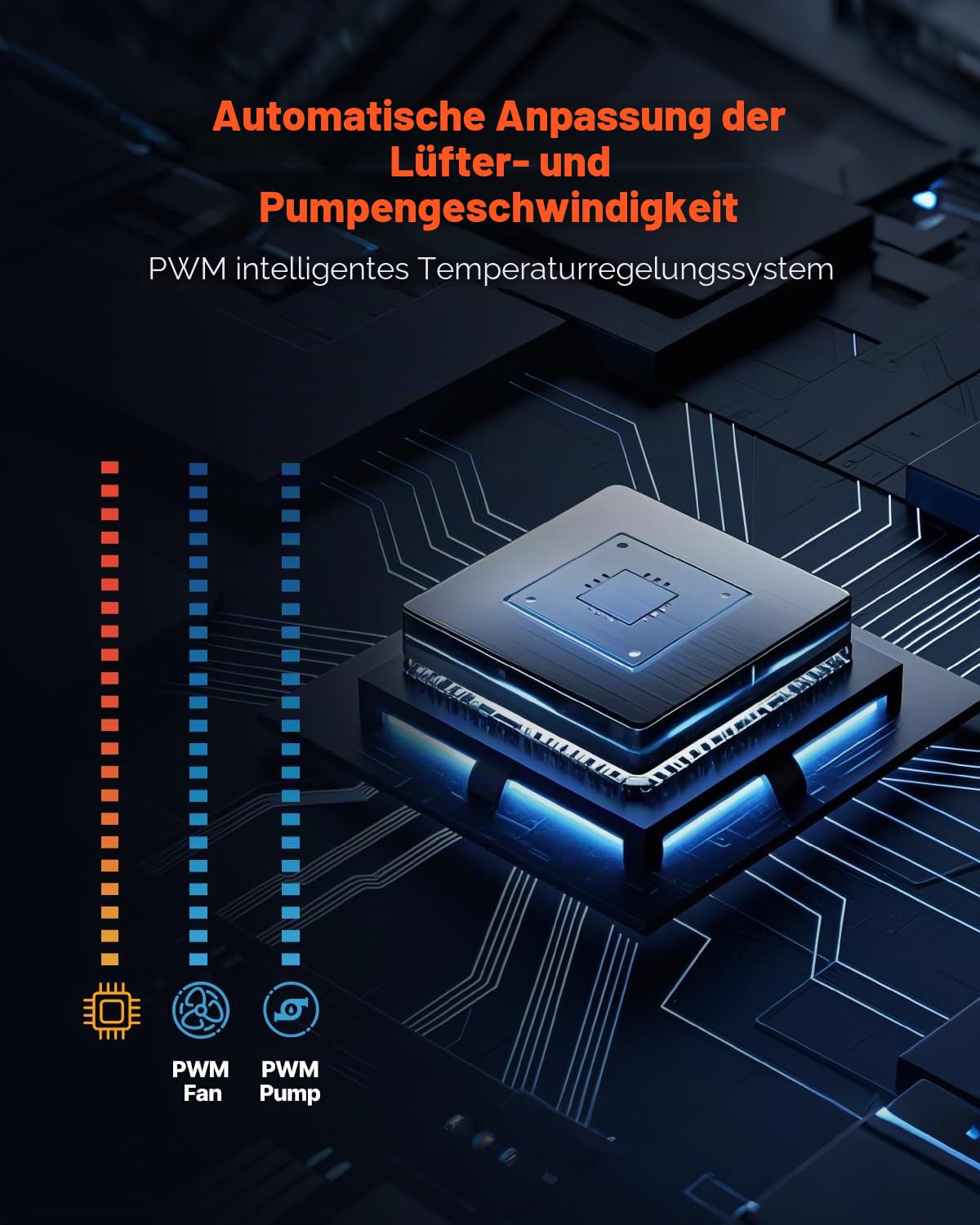VEVOR Flüssigkeitskühler, AIO-CPU-Wasserkühler, 120-mm-PWN-Lüfter, 4,6 cm Display, max. 2200 U/min CPU-Kühlerlüfter, PC-Wasserkühlung für Intel 115X/1366/2011/1700/1200, AMD AM4/AM5