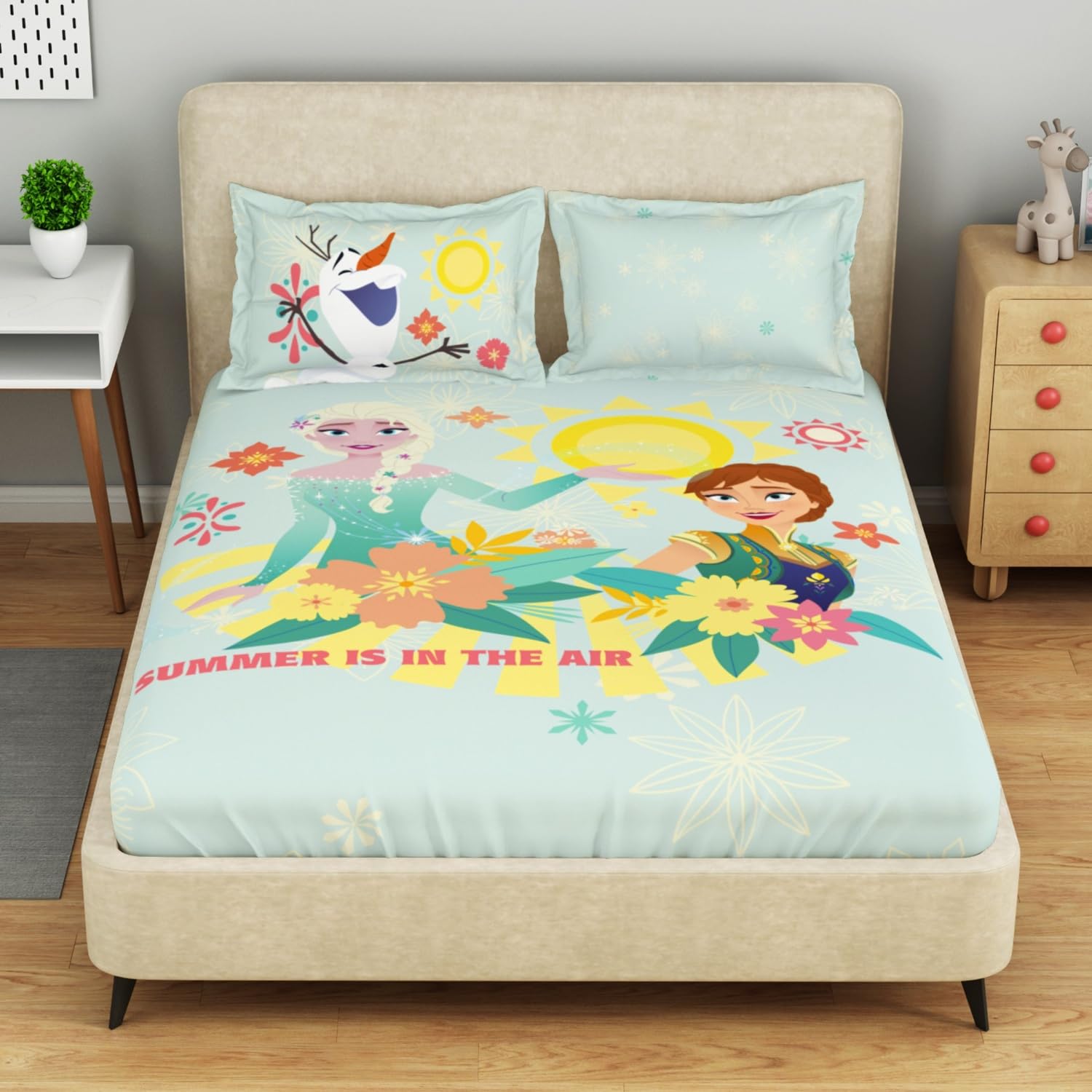 Spaces Disney Frozen Kids Bedsheet – Double Bed, Whisper White, 100% Cotton, 180 TC, 1 Double Bedsheet with 2 Pillow Covers (228 x 274 cm, 43 x 68 cm)-image-47