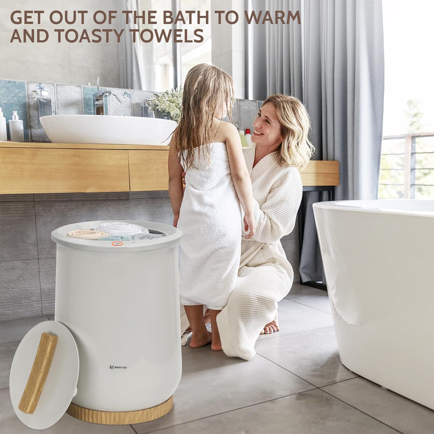 Towel Warmers for Bathroom, Bucket-Style Towel Warmer with Auto Shut Off and 60min Keep Warm Feature, Large Towel Warmer for Oversize Towels Bathrobes Blankets(Grey)