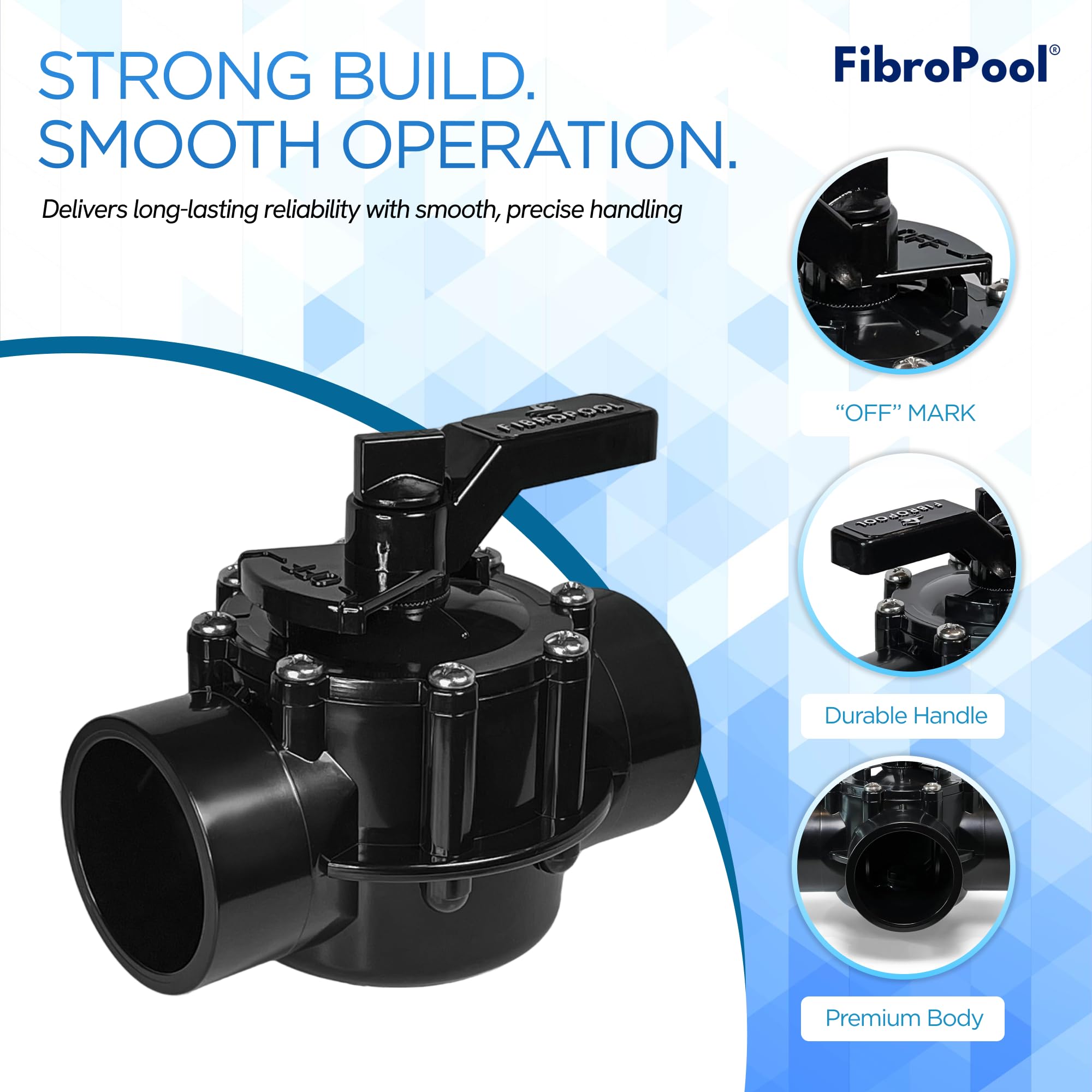 FibroPool 1 1/2 "POSI- Cerrar 2 vías válvula sin lubricante