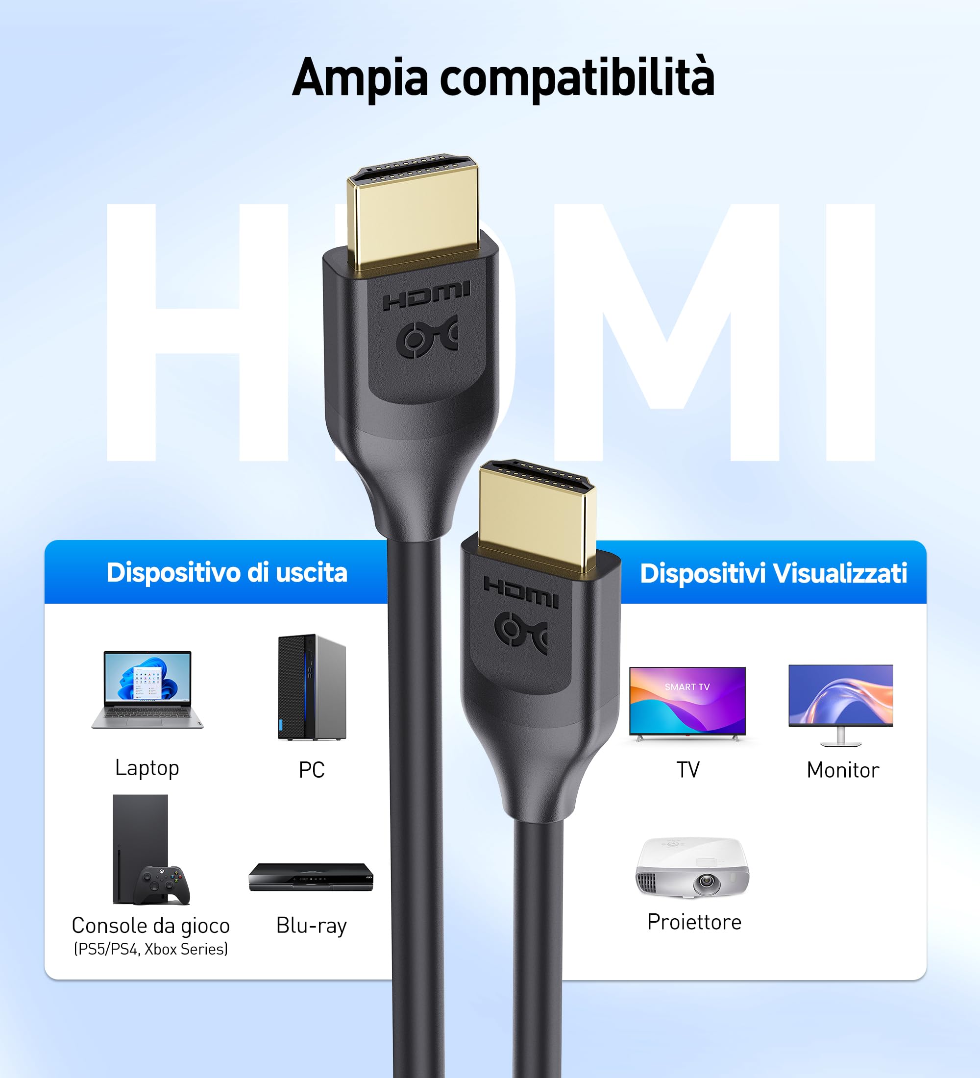 Cable Matters [Certificato HDMI ad altissima velocità] Cavo HDMI lungo 8K, 7,6 m | 8K@60Hz, 4K @240Hz, 48Gbps, 7.6m, HDR, compatibile con PS5, Xbox Series X/S, RTX/RX GPU, Apple TV