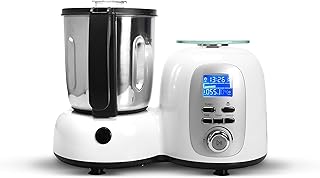 efbe-Schott Thermomaster SC HA 1020 wielofunkcyjny robot kuchenny ze zintegrowaną wagą, 11 poziomów prędkości, funkcja gotowania, misa ze stali nierdzewnej, bogate akcesoria, 1500 W, biały