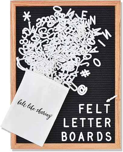 Letrero de fieltro negro y letras blancas de 10 x 10 pulgadas Este letrero personalizable incluye 300 letras de plástico y marco de roble., Negro