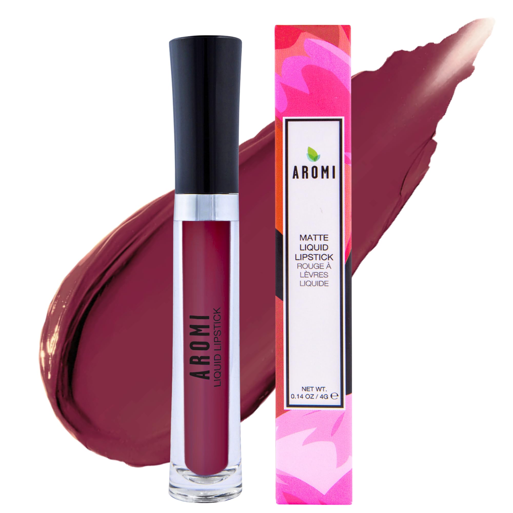 Aromi Maroon Burgundy Liquid Lipstick | Bordeaux Wine Lip Color with Blue Undertones, Vegan, Cruelty-free, Waterproof, Long-lasting (Red Dahlia)