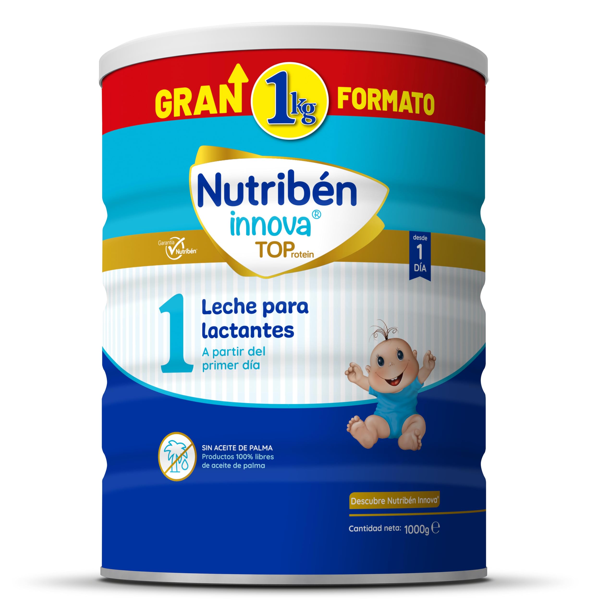 Nutribén Innova 1 - Leche en Polvo GRAN FORMATO | Fórmula para Bebé desde el Primer Día | sin Aceite de Palma | Con Cacito Dosificador Incluido más Higiénico | con BPL1 y DHA | 1 Bote de 1KG