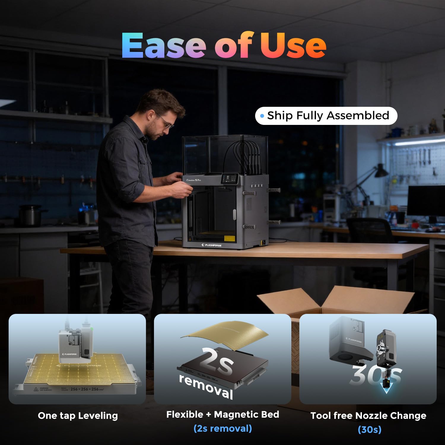 FLASHFORGE Creator 5 Pro 3D-Drucker geschlossen, 4 Extruder, 256x256x256mm