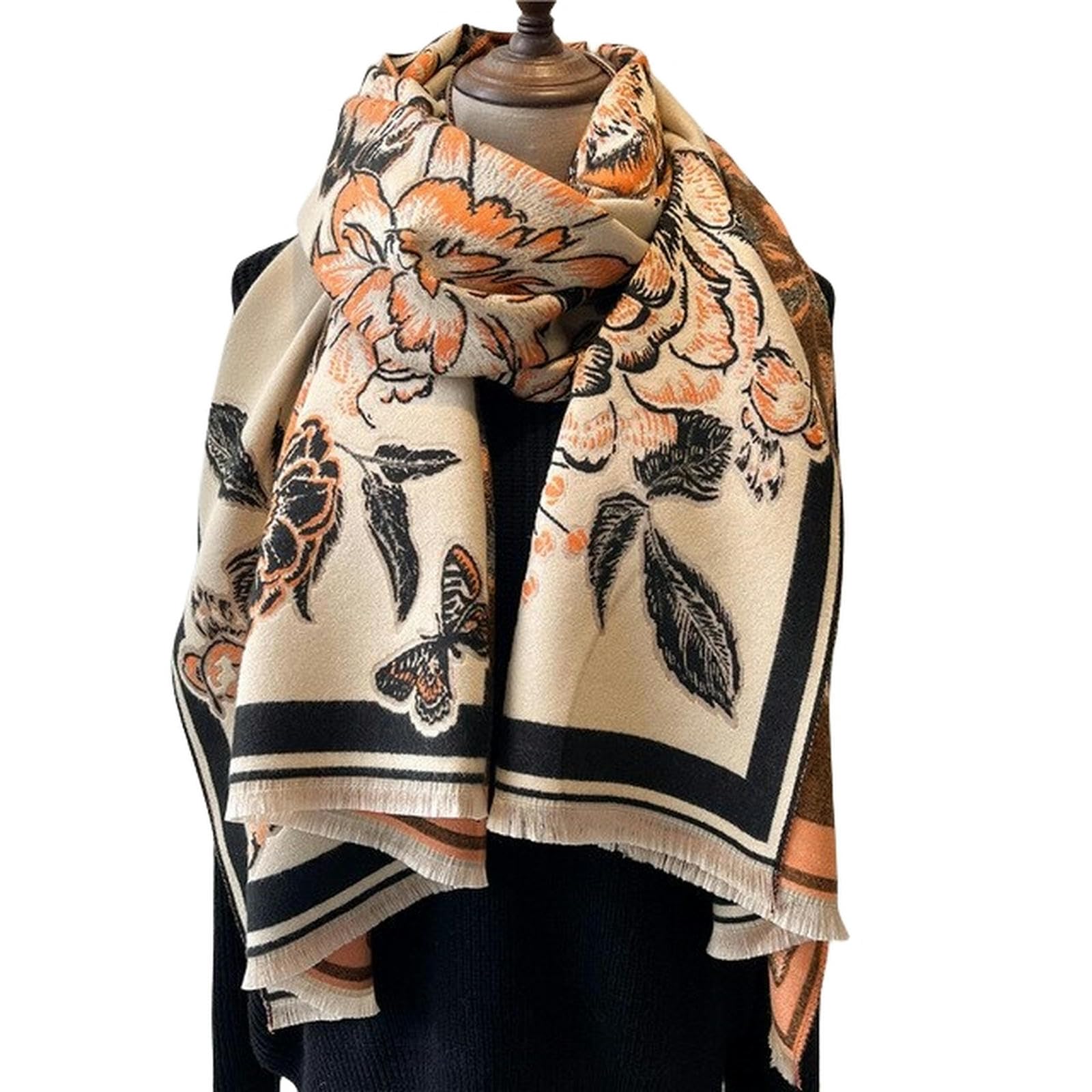 Zonto Bufanda Espesa Invierno para Mujeres Bufanda Bufanda Floral Chal Y Envoltura Manta De Cajas De Cachemira