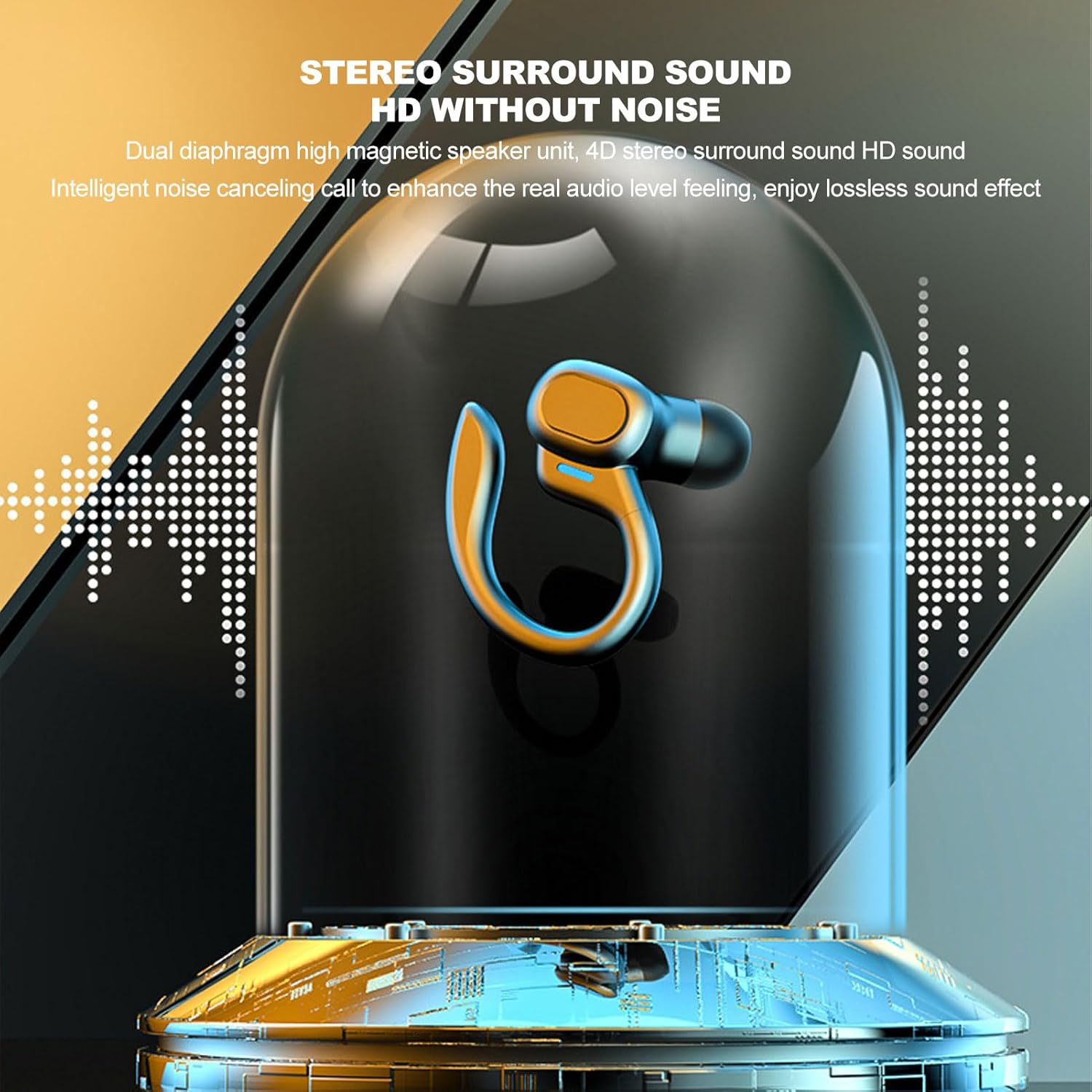 Bluetooth Earbuds, Smart Noise Cancellation 4D Stereo Surround Sound Sports Headphones, Earphone with Earhooks Data Cable, for Sport Running Workout Gym image 9 of 9 B0CYM64SFF